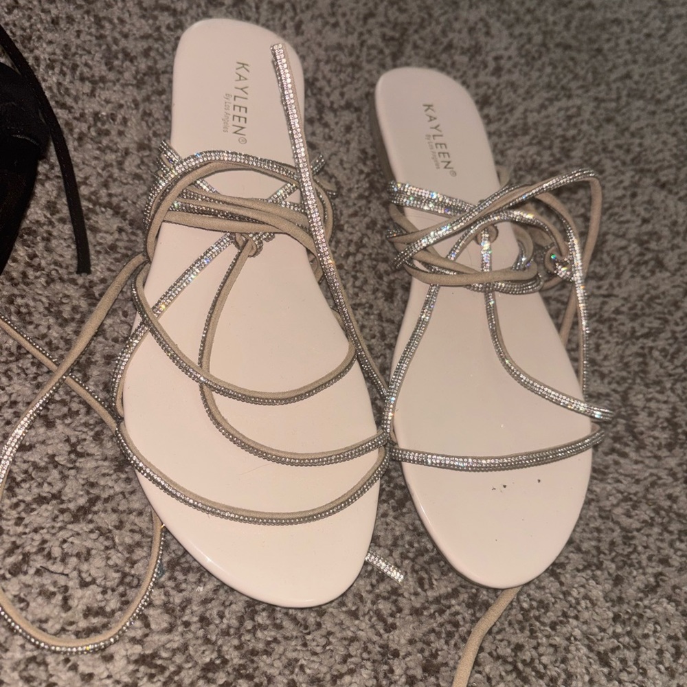 Women's Strappy Sandals - Silver and Tan